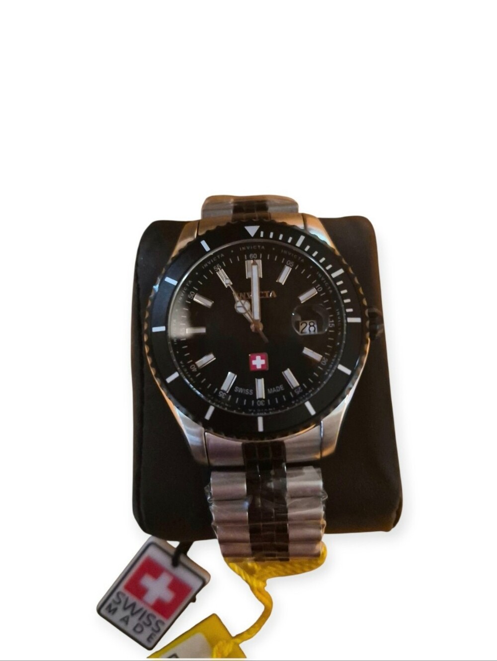 Invicta Pro Diver Swiss Made Black Quartz Dial Men's Stainless Steel Watch
